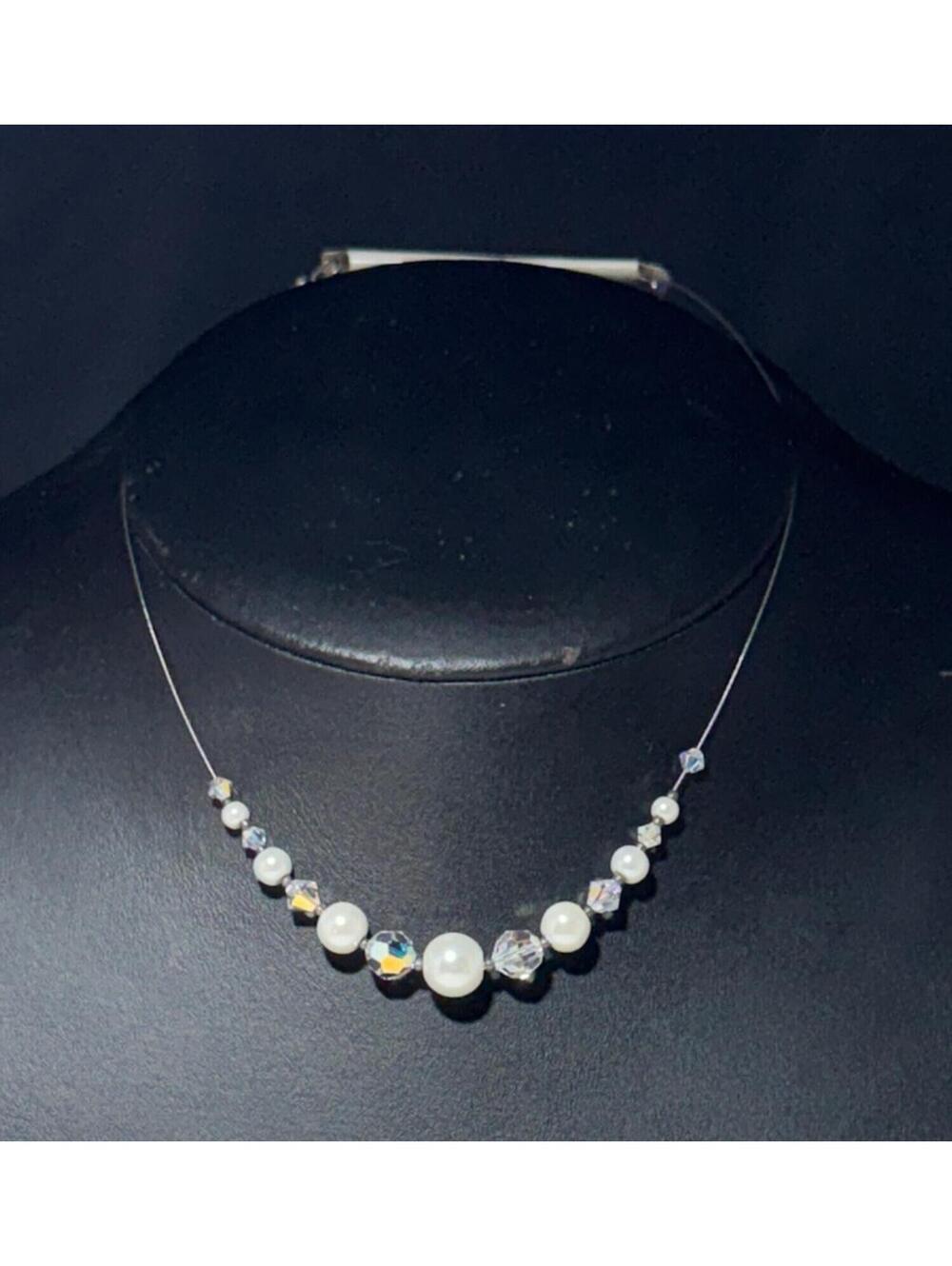 Crystale by LJ Swarovski Elements Pearl & Crystal Beaded Choker Necklace